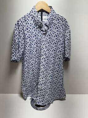 Denim & Flower Zmen’s Button Front Shirt Sz Small Blue Floral Rickey Singh
